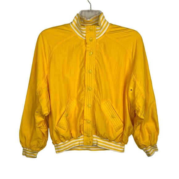 VTG LIZ WEAR (Liz Claiborne) Yellow Varsity 80s Windbreaker Jacket Sz S - Picture 1 of 10